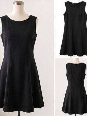 Talbots Black Sleeveless Fit-and-Flare Midi Dress